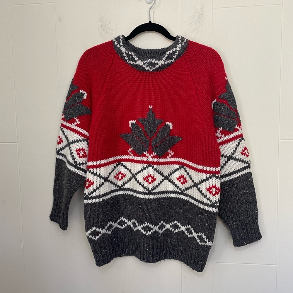 Vintage Susann D Textured Knit Holiday Sweater Acrylic Wool Heavyweight Women M